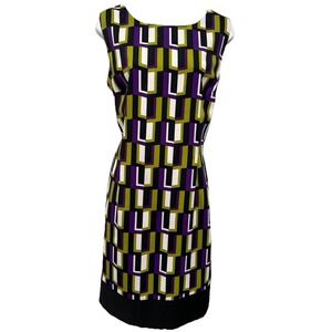 Ronni Nicole Dress Women's Size 16 Sleeveless Rear Zip Multi Color Career Office